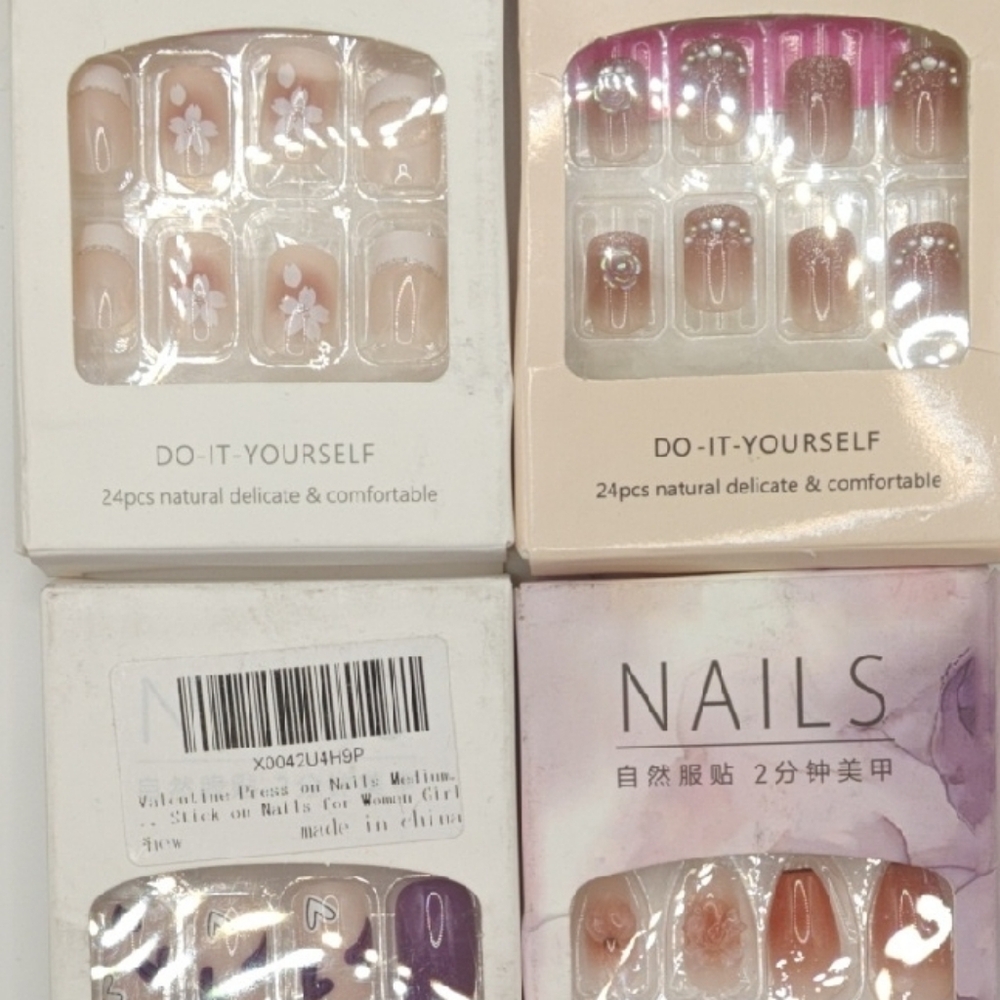 Do-It-Yourself False Nails Set - Pink, Purple, Cream